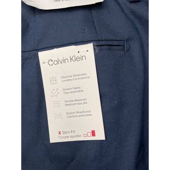 NWT Calvin Klein Men's Slim-Fit Dress Pants in Navy Blue Size 34W 32L - Picture 5 of 12